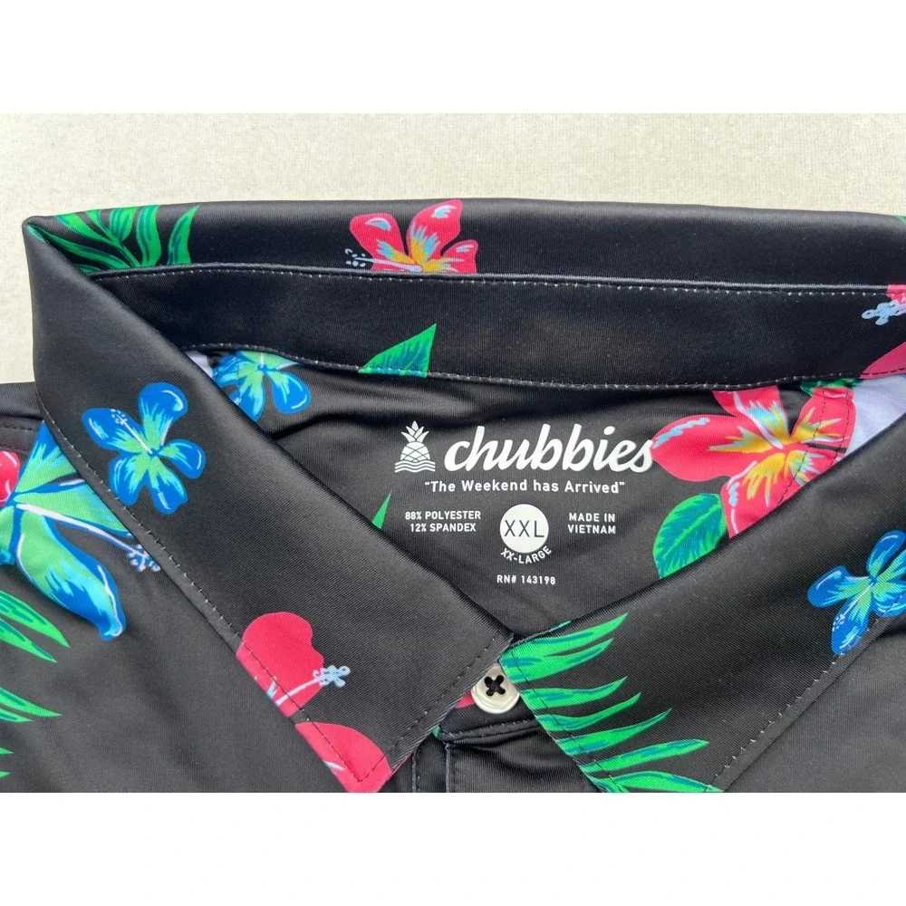 Chubbies The Electric Flowers Performance Polo Shirt‎ Mens XXL Floral Print